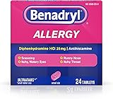 Benadryl Ultratabs Antihistamine Allergy Relief with Diphenhydramine HCl, 24 Count...