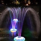 Floating Pool Fountain with Light Show,Rechargeable Battery Pond Water Fountain,IP68...