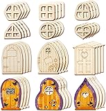 48 Pcs Fairy Door & Window Craft Kit - Wooden Garden Doors, Unpainted Miniature...