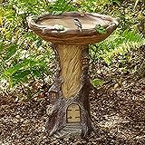 Full-Size Fairy Garden Birdbath, with Miniature Fairy House in A Tree Stump, Outdoor...