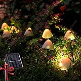 Solar Mushroom Fairy String Lights 20Led Outdoor Waterproof 16Feet 8Modes Solar...