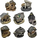 8 PCS Mini House Figurines,Mini Fairy Cottage House, Fairy Garden Cottage Ornaments...