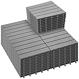 PrimeZone 54 PCS Plastic Interlocking Patio Deck Tiles - 12' x 12' Waterproof Indoor...