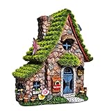 ASAWASA Resin Fairy House Statues with Solar Powered Lights, Funny Garden Sculptures...