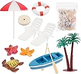 Mini Fairy Garden Accessories 10 Pieces Beach Miniature Dollhouse Decoration Umbrella...