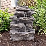 Pure Garden W150001 Cascading Waterfall, Natural Looking Stone and Soothing Sound...