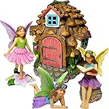 Mood Lab Fairy Garden - Pinecone Fairy House Kit of 4 pcs - Miniature Figurines &...